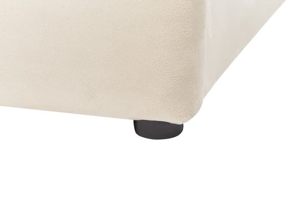 Seng Lysebeige Fløyelspolstring Dobbeltseng 160 x 200 cm Tuftet Sengegavl Oppbevaringsfunksjon