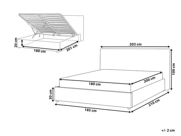 Seng med oppbevaring Off-white Fløyel 180 x 200 cm Sengegavl Trelameller Klassisk stil Soverom