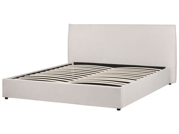Seng med oppbevaring Off-white Fløyel 180 x 200 cm Sengegavl Trelameller Klassisk stil Soverom