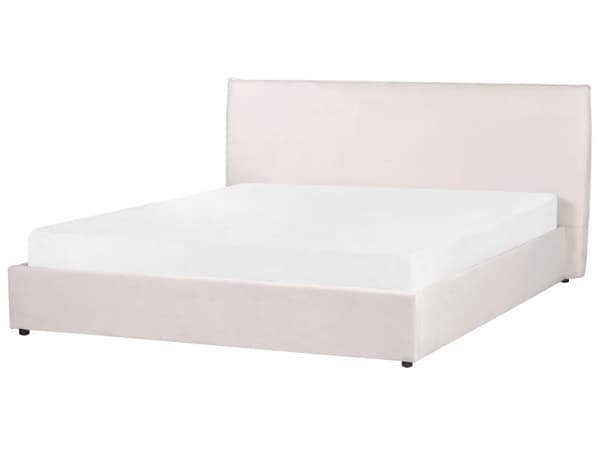 Seng med oppbevaring Off-white Fløyel 180 x 200 cm Sengegavl Trelameller Klassisk stil Soverom