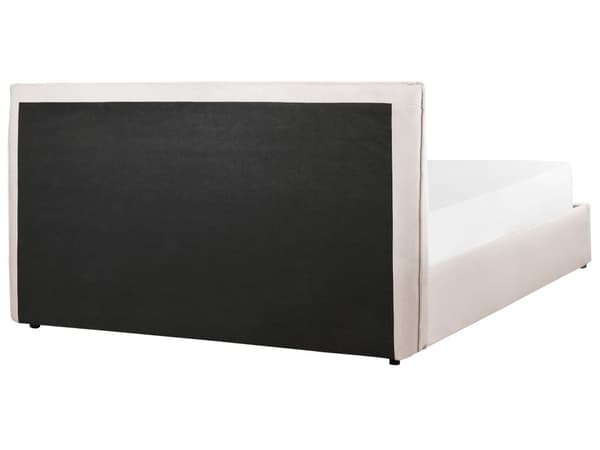 Seng med oppbevaring Off-white Fløyel 160 x 200 cm Sengegavl Trelameller Klassisk stil Soverom