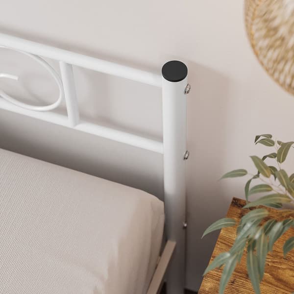 Double Bed Frame - 140 x 190 cm - Metallram - Vit