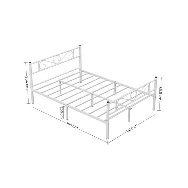 Double Bed Frame - 140 x 190 cm - Metallram - Vit