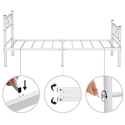 Enkeltengsramme - 90 x 190 cm - Metalramme - Hvid