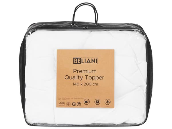 Toppmadrass i Hvit Mikrofiber 140 x 200 cm 2,5 cm Dybde Polstrete Vatterte Kanter