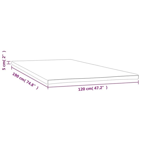 vidaXL topmadras 120x190x5 cm