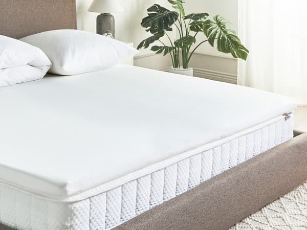 Topmadras Hvid PU-skum Polyesterbetræk 180 x 200 cm Komfort Lag Pad