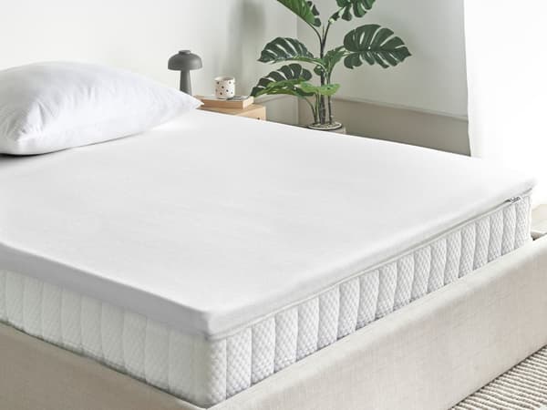 Topmadras Hvid PU-skum Polyesterbetræk 160 x 200 cm Komfort Lag Pad