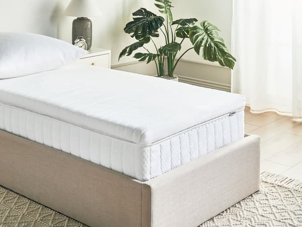 Topmadras Hvid PU-skum Polyesterbetræk 90 x 200 cm Komfort Lag Pad