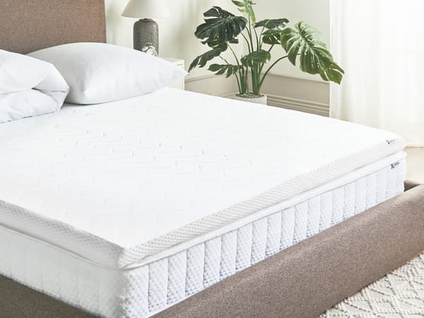 Topmadras hvid gelskum 180 x 200 cm med betræk