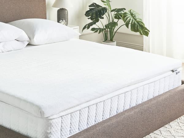 Overmadrass Hvit Minneskum Polyestertrekk 180 x 200 cm Komfort Lag Pad