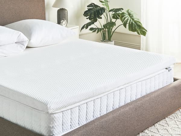 Overmadrass Hvit Lateksskum Polyestertrekk 180 x 200 cm Komfort Lag Pad