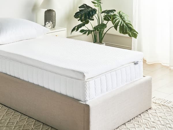 Overmadrass Hvit Lateksskum Polyestertrekk 90 x 200 cm Komfort Lag Pad