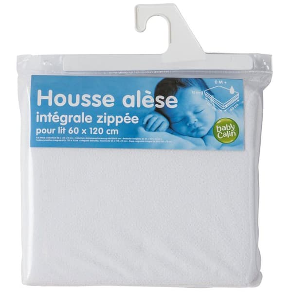 BABYCALIN Babymadrassöverdrag med dragkedja 60 x 120 x 10 cm i svamp