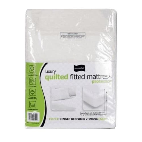 Easy Comfort Single Bed Quilted Fitted Mattress Protector (Pack Of 2) White Single