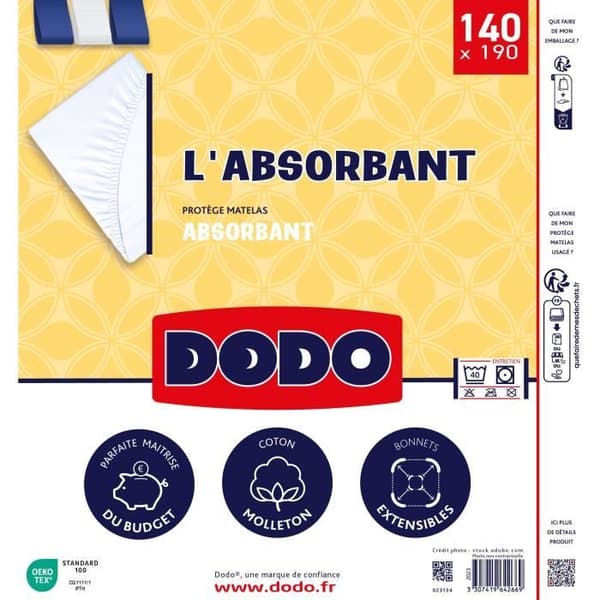 Absorberende madrasbeskytter - 140x190 cm - polyester