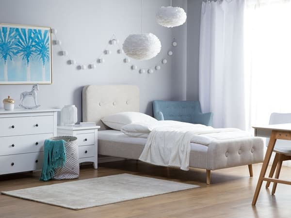 Pussijousitettu patja 90 x 200 x 20 cm keskikova polyesteri päällinen vaahtomuovi täyte