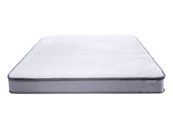 Springmadras Hvid med Grå Stof EU Dobbelt Størrelse 160 cm Medium Fast
