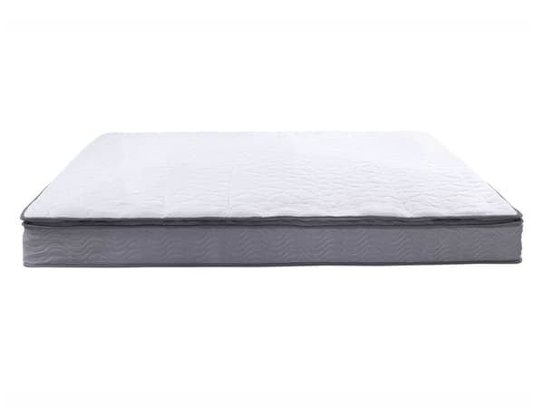 Springmadras Hvid med Grå Stof EU Dobbelt Størrelse 160 cm Medium Fast