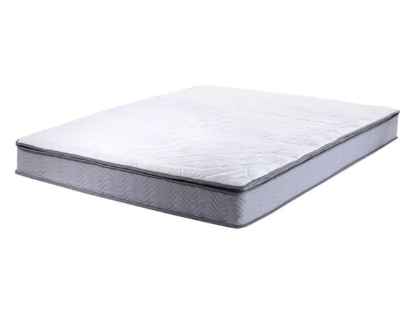 Springmadras Hvid med Grå Stof EU Dobbelt Størrelse 160 cm Medium Fast