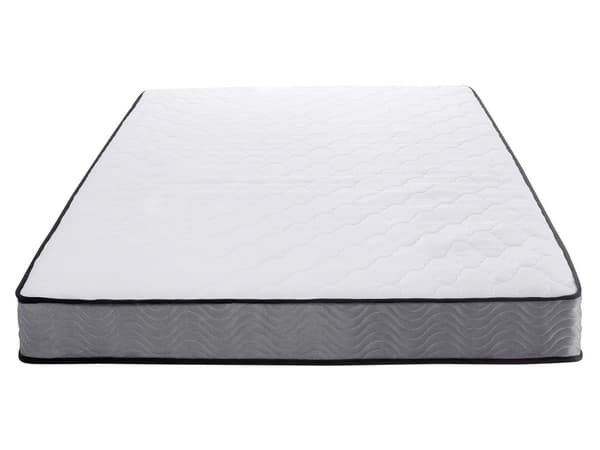 Springmadras Hvid med Sort Stof Dobbelt Størrelse 160 cm Medium Fast Soveværelse Senge