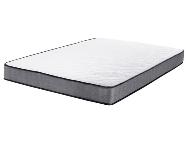 Springmadras Hvid med Sort Stof Dobbelt Størrelse 160 cm Medium Fast Soveværelse Senge