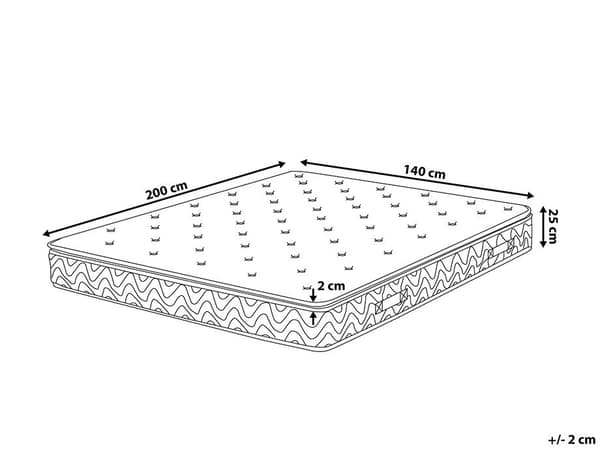 Springmadras Hvid med Gråt Bambusstof EU Dobbeltstørrelse 140cm Medium Fast
