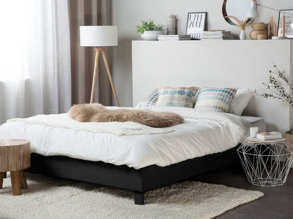 Springmadras Hvid med Gråt Bambusstof EU Dobbeltstørrelse 140cm Medium Fast