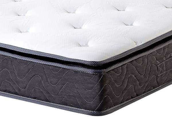 Springmadras Hvid med Gråt Bambusstof EU Dobbeltstørrelse 140cm Medium Fast