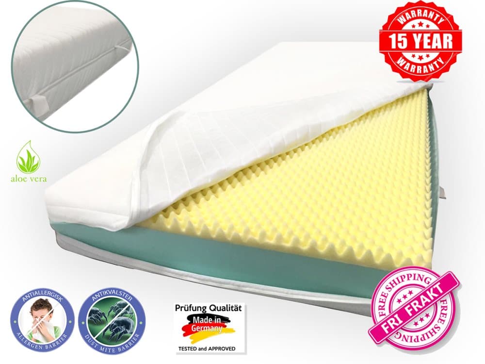 Dibapur ® Memory Relax: Memory ortopedisk madrass med avtagbart överdrag + kallt skum (hög densitet), 17 cm hög, överdrag i aloe vera, lätt att rengör