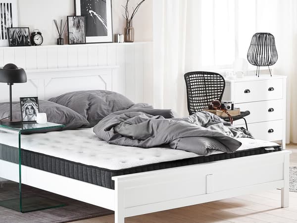 Springmadras Sort Hvid Skum og Latex 140x200 cm Blød Enkelt 1 5 Mands Madras Medium Hård til Seng Soveværelse God Nat Søvn Indretning Tilbehør