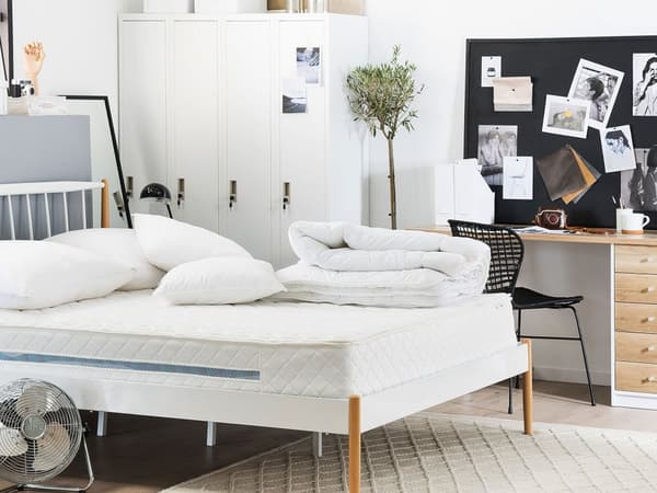 Springmadras Hvid Polyester 160 x 200 cm Dobbeltseng Madras Åndbar Luft Kølende Cirkulation Moderne Medium til Voksen Inspiration Soveværelse