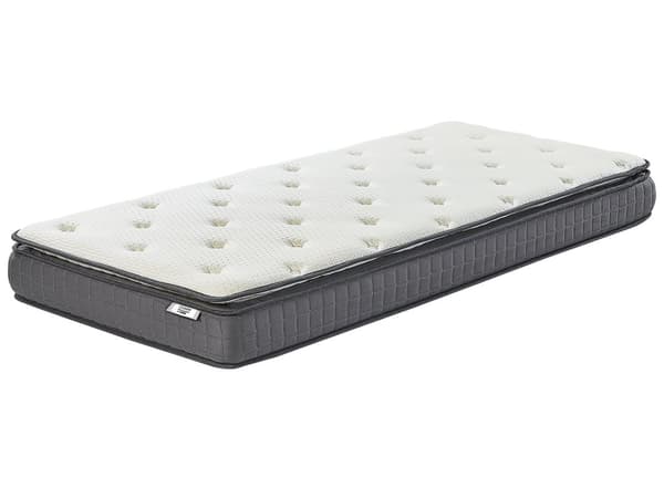 Madras Hvid Grå Memory Skum og Polyester 90 x 200 cm Enkelt Skummadras til Seng Ryg Ortopædisk Topmadras Børnemadras Hårde Fast