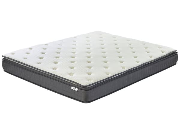 Madras Hvid Grå Memory Skum og Polyester 160 x 200 cm 2 Personers Enkelt Skummadras til Seng Ryg Ortopædisk Topmadras Bambusbetræk Medium Fast