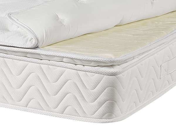 Springmadras Beige Bambusstof Memoryskum Pocketfjedre 180 x 200 cm Dobbeltseng Topmadras Super King Size Medium Hård Aftageligt Betræk