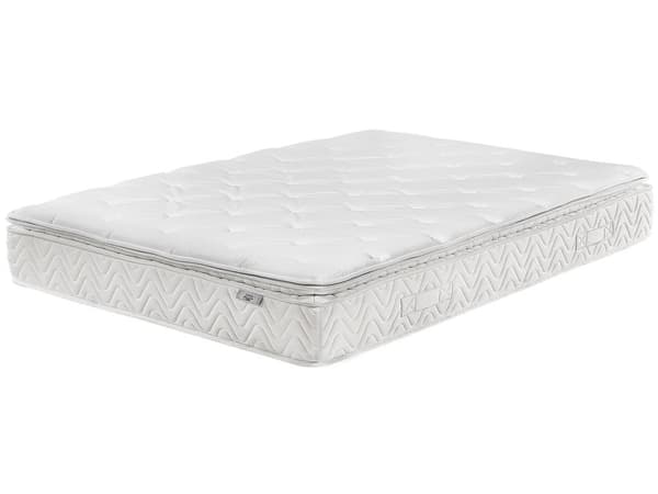 Springmadras Beige Bambusstof Memoryskum Pocketfjedre 180 x 200 cm Dobbeltseng Topmadras Super King Size Medium Hård Aftageligt Betræk