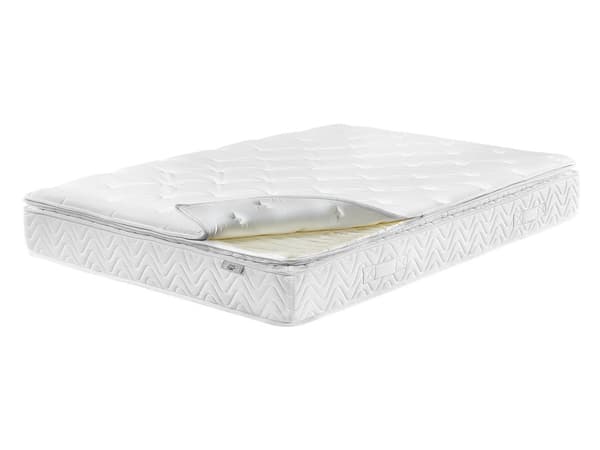 Springmadras Beige Bambusstof Memoryskum Pocketfjedre 140 x 200 cm Halvanden Mands Seng Topmadras Super King Size Medium Hård