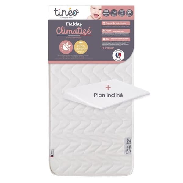 TINEO Luftkonditionerad madrass 60x120 cm + lutande plan 15 ° (set)