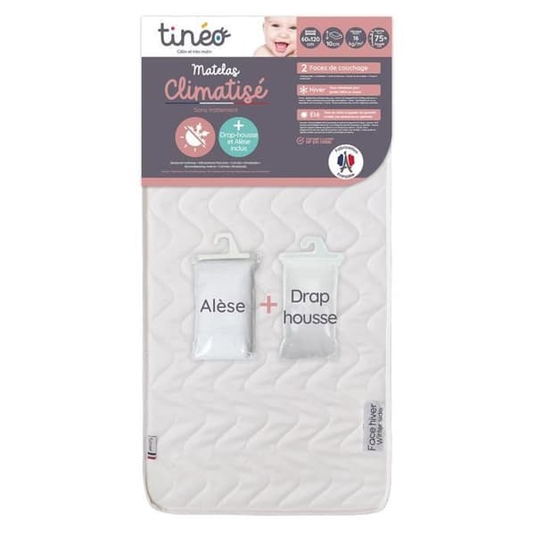 TINEO Luftkonditionerad madrass 60x120 cm + lakan + madrassdyna (set)