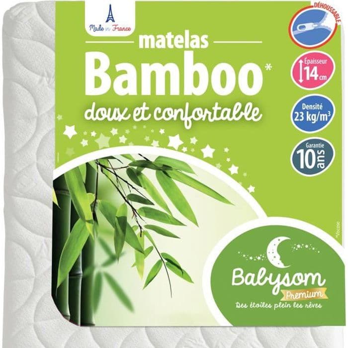 Babysom - Bamboo Babymadrass - 70x140 cm | Ultra Soft Touch Viskos | Luftig och absorberande | Utan kemisk behandling