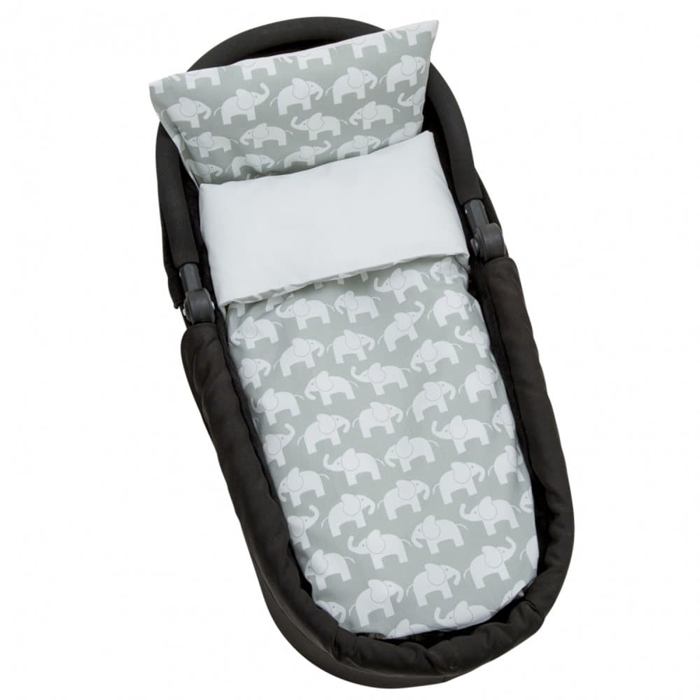 Påslakan Vagn/Vagg Grå Elefant