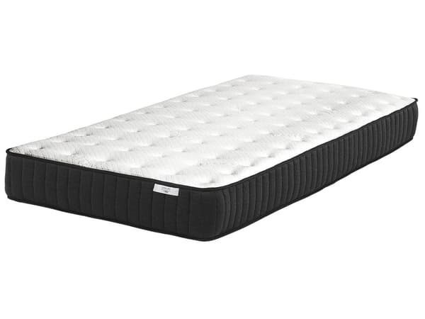 Fjærmadrass Svart Med Hvit 90 x 200 cm med Latekslag Trekk Medium Hardhetsgrad Slitesterk Soverom Moderne