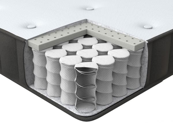 Fjærmadrass Svart Med Hvit 140 x 200 cm med Latekslag Trekk Medium Hardhetsgrad Slitesterk Soverom Moderne