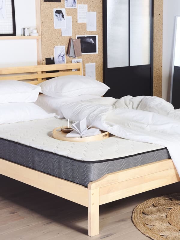 Stoffmadrass Hvit med Pocketfjærer 160 x 200 cm Fast Hardhet