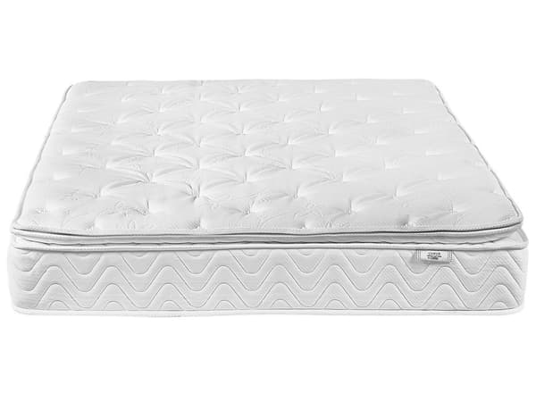 Springmadrass Beige Bambus Stoff Memory Foam Pocket Springs 180 x 200 cm Dobbeltseng Madrass Topper Super King Size Medium Hard Avtakbart trekk