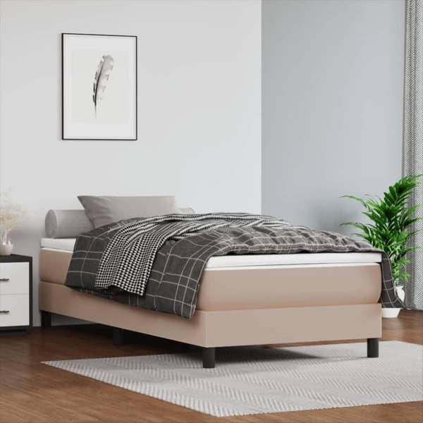 vidaXL springmadras m. pocketfjedre 90x190x20 cm kunstlæder cappuccino