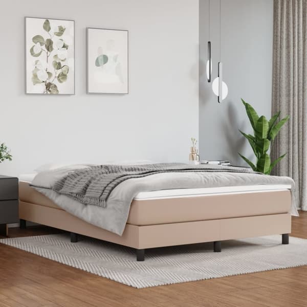 vidaXL springmadras + pocketfjedre 140x200x20 cm kunstlæder cappuccino
