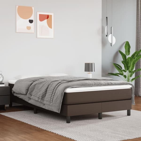 vidaXL Madrass med pocketfjær brun 120x200x20 cm kunstlær