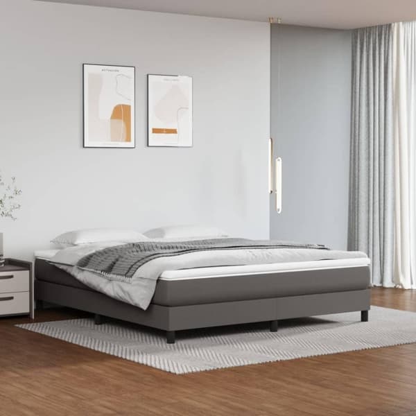 vidaXL Pocketresårmadrass grå 180x200x20 cm konstläder