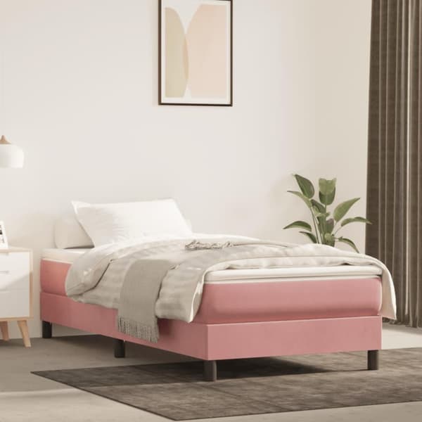 vidaXL springmadras med pocketfjedre 100x200x20 cm fløjl lyserød